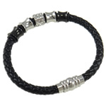 PU Cord Bracelets, rhinestone zinc alloy beads, brass magnetic clasp Sold per  Strand