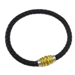 PU Cord Bracelets, brass magnetic clasp, 6mm, Sold per  Strand