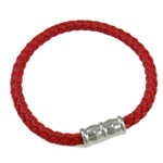PU Cord Bracelets, with brass magnetic clasp, 6mm, Sold per 8.  Strand