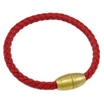 PU Cord Bracelets, with brass magnetic clasp, 6mm, Sold per  Strand