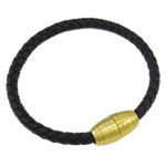 PU Cord Bracelets, with brass magnetic clasp, 6mm, Sold per 7.  Strand