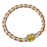 PU Cord Bracelets, with brass magnetic clasp, 5mm, Sold per 6.  Strand