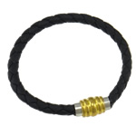 PU Cord Bracelets, with brass magnetic clasp, 6mm, Sold per 7.  Strand