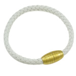 PU Cord Bracelets, with brass magnetic clasp, 7mm, Sold per  Strand