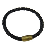 PU Cord Bracelets, with brass magnetic clasp, 5.4mm, Sold per  Strand