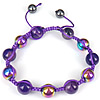 Purple Agate Woven Ball Bracelets, with Nylon Cord & Hematite, Round, colorful plated, 10mm, 8mm Approx 6-9 Inch 