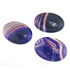 Кабошоны из агата, фиолетовый агат, Плоская овальная форма, плоской задней панелью & в полоску продается PC