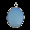 Sea Opal Pendants, with Brass, Flat Oval, silver color plated, nickel, lead & cadmium free Approx 