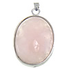 Pendentifs quartz naturel, quartz rose, avec laiton, ovale plat, Placage de couleur platine Environ Vendu par PC