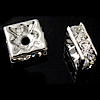 Square Rhinestone Spacer, Brass, Squaredelle, plated, with A grade rhinestone Grade A Approx 2mm 