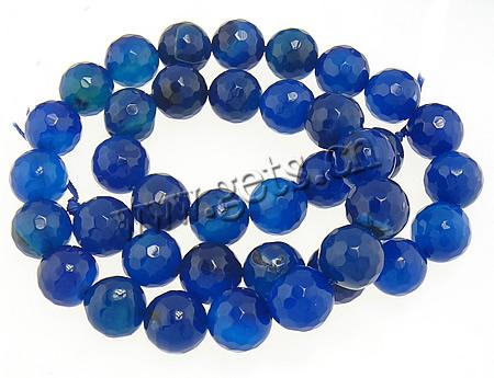 Perle Agate bleue naturelle, Rond, multiple tailles pour le choix & facettes, Trou:Environ 1-1.5mm, Longueur:Environ 15.5 pouce, Vendu par brin