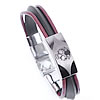 Men Bracelet, Zinc Alloy, with Cowhide & Rubber, plated, with skull pattern Approx 7-8 Inch 