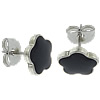 Stainless Steel Stud Earring, with enamel, stainless steel post pin, Flower, black, nickel, lead & cadmium free 0.8mm 