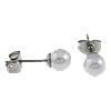 Stainless Steel Pearl Stud Earring, with Glass Pearl, stainless steel post pin, Round, 6mm, 0.8mm 
