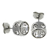 Stainless Steel Stud Earring, stainless steel post pin, with rhinestone 0.8mm 