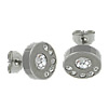 Stainless Steel Stud Earring, stainless steel post pin, Flat Round, with rhinestone 0.8mm 