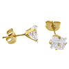 Stainless Steel Cubic Zirconia Stud Earring, Square, gold color plated, with cubic zirconia 0.8mm 