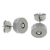 Stainless Steel Stud Earring, stainless steel post pin, Flat Round, with rhinestone 