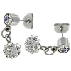 Stainless Steel Stud Earring, with Rhinestone Clay Pave, stainless steel post pin, with rhinestone 18mm, 0.8mm, 6mm 
