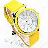 Women Wrist Watch, Zinc Alloy, with PU Leather & Glass, platinum color plated, for woman & enamel, yellow, 36mm, 19mm Approx 9 Inch 