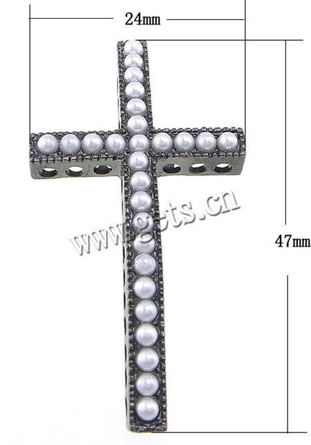 connecteur de charme en alliage de Zinc  , avec perles de rocaille en verre, croix, Placage, avec les perles en verre & boucle de 1/1, plus de couleurs à choisir, 24x47mm, Trou:Environ 2mm, Vendu par PC