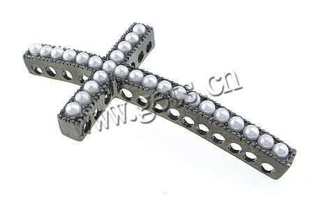 connecteur de charme en alliage de Zinc  , avec perles de rocaille en verre, croix, Placage, avec les perles en verre & boucle de 1/1, plus de couleurs à choisir, 24x47mm, Trou:Environ 2mm, Vendu par PC
