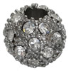 Rhinestone Zinc Alloy Beads, with Zinc Alloy, Round, plated, Customized & large hole Approx 2.5mm 