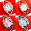 Cuff Bangle Watch, Zinc Alloy, with Glass, plated, for woman & with rhinestone 36mm, 8mm Approx 6.5 Inch 