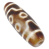 Natürliche Tibetan Achat Dzi Perlen, oval, zweifarbig, 12-14x40-41mm, Bohrung:ca. 3mm, verkauft von PC