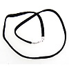La cuerda del collar de cuero de vaca, plata esterlina cierre de langosta, Negro, 4x1mm,8x3mm, longitud:15-20 Inch, Vendido por Sarta