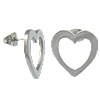 Stainless Steel Earring Stud Component, Heart, original color 0.8mm Approx 1mm 