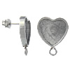 Stainless Steel Earring Stud Component, Heart, with loop, original color 0.8mm Approx 1.5mm, Inner Approx 