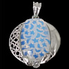 Sea Opal Pendants, with Brass, Flat Oval, silver color plated, with rhinestone, nickel, lead & cadmium free Approx 