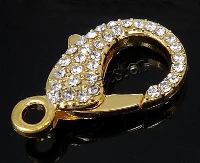 Zinc Alloy Lobster Clasp, plated, Customized & with rhinestone, more colors for choice, 21x30x7mm, Hole:Approx 3mm, Sold By PC