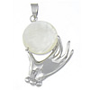 Brass Shell Pendants, with White Shell, Hand, platinum color plated, nickel, lead & cadmium free Approx 