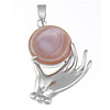 Brass Shell Pendants, with Pink Shell, Hand, platinum color plated, nickel, lead & cadmium free Approx 