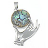 Abalone Shell Pendants, Brass, with Abalone Shell, Hand, platinum color plated, nickel, lead & cadmium free Approx 