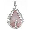 Brass Shell Pendants, with Pink Shell, Teardrop, with rhinestone, nickel, lead & cadmium free Approx 