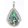 Abalone Shell Pendants, Brass, with Abalone Shell, Peacock, platinum color plated, with rhinestone, nickel, lead & cadmium free Approx 