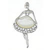 Brass Shell Pendants, with White Shell, Girl, with rhinestone, nickel, lead & cadmium free Approx 
