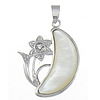 Brass Shell Pendants, with White Shell, Moon, with rhinestone, nickel, lead & cadmium free Approx 