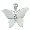 Brass Shell Pendants, with White Shell, Butterfly, with rhinestone, nickel, lead & cadmium free Approx 