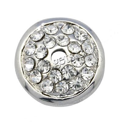 Messing Perlenkappe, rund, plattiert, mit Strass, keine, 5x13mm, Bohrung:ca. 2mm, verkauft von PC