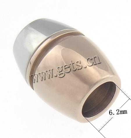 Cierre magnético redondo de acero inoxidable, acero inoxidable 316, Óvalo, chapado, Modificado para requisitos particulares & 2-tono, 15.5x11.5mm, agujero:aproximado 6.2mm, Vendido por UD