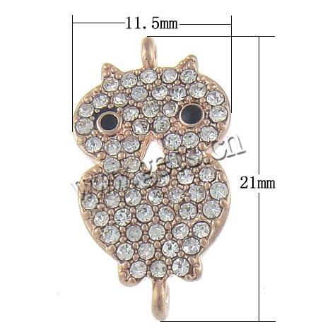Animal Zinc Alloy Connector, plated, with Mideast rhinestone & enamel & 1/1 loop, more colors for choice, cadmium free, 21x11.5x2.5mm, Hole:Approx 1.5mm, Sold By PC