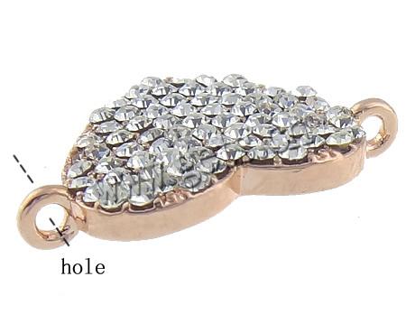 Rhinestone Zinc Alloy Connector, Heart, plated, with Mideast rhinestone & 1/1 loop, more colors for choice, nickel, lead & cadmium free, 13.5x15x2.5mm, Hole:Approx 1.5mm, Sold By PC