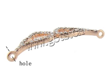 Rhinestone Zinc Alloy Connector, Wing Shape, plated, with Mideast rhinestone & 1/1 loop, more colors for choice, nickel, lead & cadmium free, 11x33.5x2.5mm, Hole:Approx 1.5mm, Sold By PC