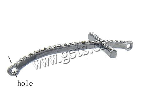 Rhinestone Zinc Alloy Connector, Cross, plated, Customized & with Mideast rhinestone & 1/1 loop, more colors for choice, 37x17x2.5mm, Hole:Approx 1.5mm, Sold By PC