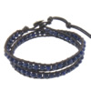 Wrap Bracelets, Leather, with Natural Lapis Lazuli, brass clasp , 8mm, 4mm Approx 13.5-15.5 Inch 