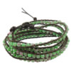 Wrap Bracelets, Leather, with Jade, brass clasp , 7mm, 4mm Approx 34-36 Inch 